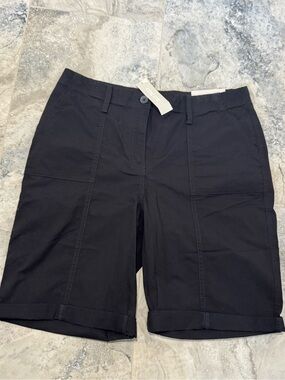 Chico's Black Bermuda Shorts with Cuffed Hem